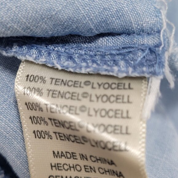 Cloth & Stone Anthropologie Blue Chambray Short Sleeve Dress Size Large L - Picture 4 of 15